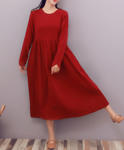 2025 Diseñado Mejor Calidad Unique Lady O-cuello Manga larga Casual Wear Mujeres Single-breasted Fit and Flare Knits Maxi Dress - Product Image 2