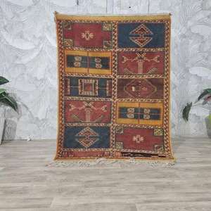 พรมโมร็อกโกแท้ ทำมือจากขนสัตว์ ลายเบอร์เบอร์แบบดั้งเดิม สไตล์วินเทจและโมเดิร์น สำหรับตกแต่งบ้าน - Product Image 1