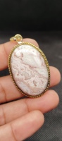 Pendentif en laiton fait main UDGEMS avec pierre précieuse en agate noire naturelle, design cabochon lâche, 5-8 mm