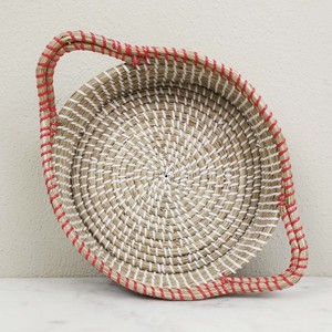 Plateau de service alimentaire rond en jonc de mer de style rustique, design personnalisé pour la décoration de la maison et du restaurant - Product Image 3