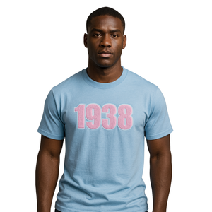 1938 Jack e Jill of America maglietta di cotone blu rosa ciniglia ricamo nero organizzazioni civiche e professionali abbigliamento - Product Image 1