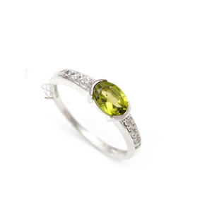 925 Solid Sterling Silver Fine Jewelry <b>Ring</b> Oval Shape <b>Peridot</b> Semiprecious Gemstone with Bezel Setting for Wedding or Party - Product Image 1