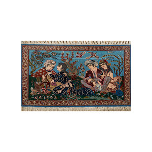 Tapis en laine noué à la main Aalam Blue Pae-4476, motif floral rectangulaire pour la décoration de la maison, salon, taille 9x12, pour adolescents - Product Image 1