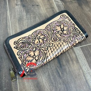 กระเป๋าสตางค์แบบมีซิปดีไซน์หนังวัวแท้สำหรับผู้หญิงกระเป๋าคลัทช์ที่ใส่บัตรหนังวัวแท้แฟชั่นแนววินเทจใหม่ - Product Image 1