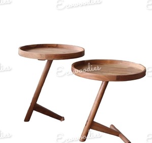 Juego de 2 mesas de bandeja de madera de acacia al mejor precio, taburete tipo bandeja de estilo moderno, consola con incrustaciones de hueso otomano para sala de estar y apartamento - Product Image 3
