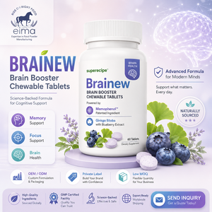 Comprimés à croquer Halal pour stimuler la concentration cérébrale, à base de feuille de sauge, de thé vert et d'extrait de fruits, soutien cognitif, fabrication en marque blanche OEM ODM - Product Image 1