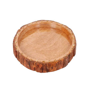 Bandeja de servicio de madera de forma rectangular de Color con acabado de madera natural de excelente calidad con asas de metal para hoteles y restaurantes - Product Image 6