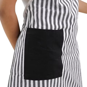 Babero teñido en hilo de algodón 100%, delantal, cintura gris, babero, comida, salón de cocina, peluquero, jardín, barbacoa, PE, LDPE, PU, tela vaquera de PVC, poliéster - Product Image 1