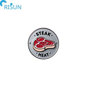 Produzione di spilla con Logo personalizzato in smalto <span class=keywords><strong>Carne</strong></span> e bistecca con risvolto a forma di bistecca tagli di manzo Silhouette spilla con spilla in smalto morbido duro - Product Image 5