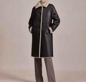 Chaqueta de cuero con cuello vuelto personalizada para mujer, transpirable, a prueba de viento, forro de poliéster, patrón sólido, manga larga, Otoño Invierno - Product Image 4