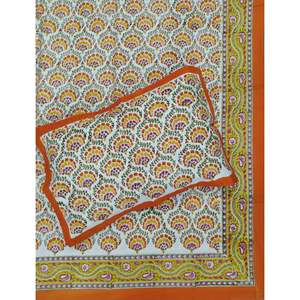 King Size 100% Cotton Hand Block Printed Double Bedsheet Pillow Covers Eco-Friendly Floral <b>Comforter</b> <b>Set</b> for Home 3pcs <b>Set</b> - Product Image 1