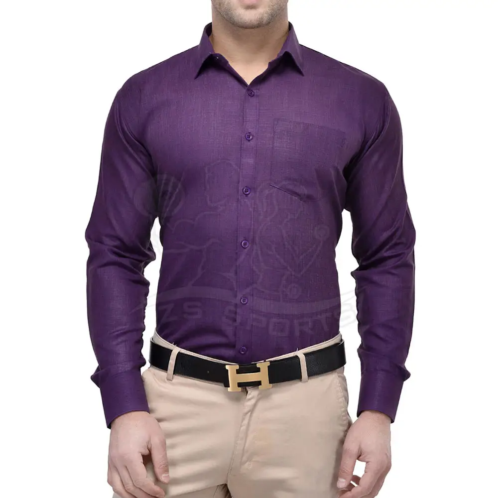 Nuova moda camicia di cotone Casual viola stile personalizzato da uomo camicie Casual manica lunga camicie da uomo in vendita