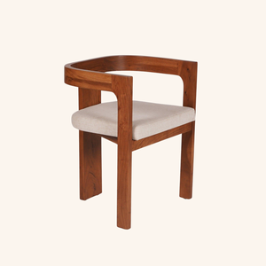 Kyoto Contemporary Solid Teak Wood Dining <b>Chair</b> with Fabric Upholstery for Dining Room Restaurant and Cafe - Product Image 4