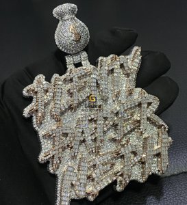 Top Nouveau Designer Moissanite Ronde et Baguette Diamants Buste Down Lettre Personnalisée Nom Pendentif en Argent Sterling 925 - Product Image 2