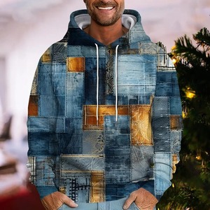 Sudadera con capucha de lana de gran tamaño de alta calidad para hombre logotipo personalizado bordado Diseño a cuadros cuello con capucha para invierno - Product Image 5