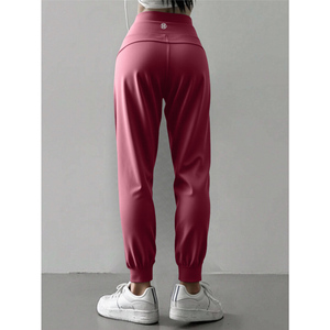 Pantalon de jogging confortable pour femme Lj, style hip-hop, taille haute, tricot élastique, longueur cheville, couleur unie, avec poches, vêtements de sport printemps - Product Image 4