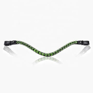 Bande de sourcils avec logo personnalisé de haute qualité pour les courses de chevaux en cuir de type occidental perle verte confortable avec coutures fantaisie meilleur prix - Product Image 6