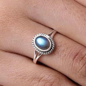 Bague classique faite à la main 925 bijoux en argent massif pour femmes 925 argent Sterling Labradorite pierre précieuse Boho Style bague soeur - Product Image 5