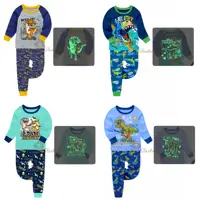 بيجامات ديناصور ، للأولاد ، ملابس نوم للأطفال, بيجامات ديناصور ، ملابس نوم للأطفال ، مقاس 3-12 سنة ، لامعة في الظلام ، بيجامات للأطفال