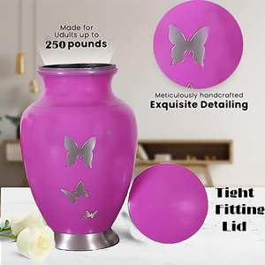 Engraved Aluminium Cremation <b>Urn</b> for Human Ashes Adult Male Female Pets <b>Cat</b> Dog <b>Urn</b> Large Burial Funeral <b>Urns</b> for Ashes (Pink) - Product Image 3