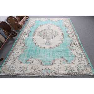 พรมตุรกีโบราณขนาดใหญ่ 6.1x9.2 ฟุต (187x280 ซม.) สีน้ำเงิน พรมลายตะวันออก - Product Image 1