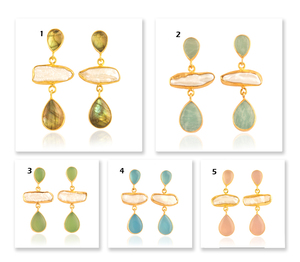 Pendientes de plata de primera ley y piedra preciosa para mujer, aretes, aros, plata esterlina 24k, piedra natural, piedra natural, color dorado, diseño elegante, a la moda, precio de fábrica - Product Image 4