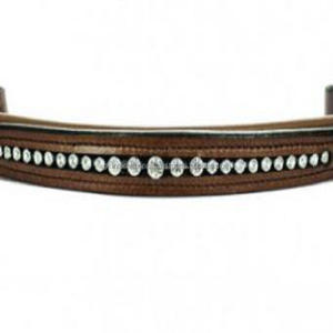 Hecho de cuero de sillín grueso de alta calidad, banda para cejas de caballo, diseño personalizado, canal vacío con incrustaciones de cristales plateados con purpurina, cadena ostentosa - Product Image 2