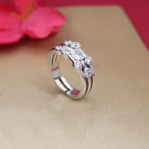 Classic Women's 925 <b>Silver</b> Cluster <b>Ring</b> Brilliant Cut Zircon Prong Setting Engagement Art Palace <b>Silver</b> Plated Religious ALL - Product Image 2