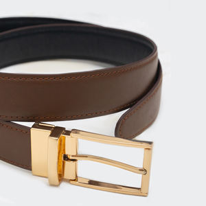 Ceinture en cuir marron de luxe pour hommes |   Ceinture décontractée en acier personnalisée écologique, ceinture de haute qualité - Product Image 5