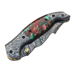 Couteau pliant professionnel en acier Damas japonais, couteau de chasse et de survie pour l'extérieur, couteau de poche à vendre - Product Image 1