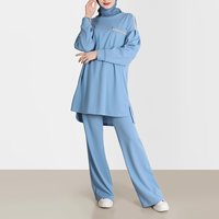 Ensemble de survêtement 2 pièces coloré à capuche en tissu éponge tissé décontracté, écologique, respirant, brodé, avec boutons, pour l'automne (T-shirt et pantalon)