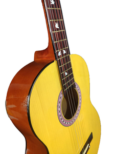 Guitarra Acústica Clásica SOLOBEAT de 39 Pulgadas, Tapa de Caoba, 6 Cuerdas, Acabado Amarillo Sólido, Tamaño Soprano para Principiantes y Estudiantes, Cuerdas de Nailon - Product Image 2