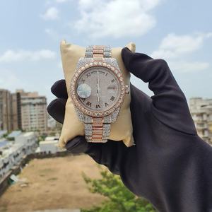 Montre pour homme en diamant, or rose, argent, acier inoxydable, VVS1 Mossionite, sertie de diamants, montre de luxe - Product Image 5