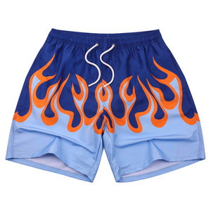 Pantaloncini estivi personalizzati di qualità Premium In stile lusso con stampa digitale blu motivo a fiamma 100% costumi da bagno In poliestere - Product Image 5