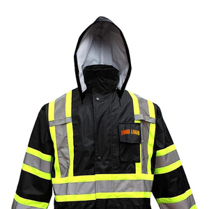 Veste de pluie réfléchissante haute visibilité avec capuche et joint imperméable pour la sécurité routière et les travaux d'urgence - Product Image 2