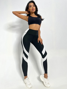 Two-Tone Yoga <b>Leggings</b> with Tummy Control Mid Waist Breathable and Sporty Design Seamless Technology for <b>Summer</b> Sports Tights - Product Image 6