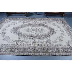 Tapis turc vintage 6,5x9,7 pi (198x297 cm), tapis en laine gris à imprimé animal - Product Image 3