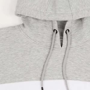 Sweat-shirts pour hommes à prix de gros, style poches kangourou avec panneau blanc sur le devant, manches régulières avec cordon de serrage et capuche - Product Image 3