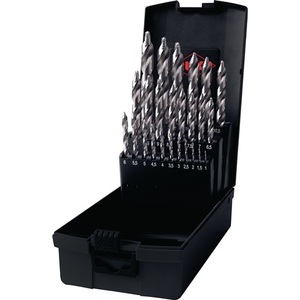 Juego de Brocas Rectas HSS Brillantes/Negras de 1-13 mm de Diámetro, 25 Piezas, Estuche de Plástico RUKO - Product Image 1
