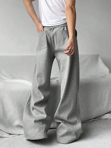 Pantalon de survêtement baggy décontracté pour homme avec taille élastique Pantalon de survêtement athlétique à jambes larges avec poches Pantalon à fermeture à cordon de serrage à taille moyenne - Product Image 5
