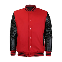 Blouson aviateur universitaire à manches longues avec fermeture éclair et braguette pour hommes, rouge, blanc, couleur unie, pochettes combinées, hiver, produit d'usine au Bangladesh