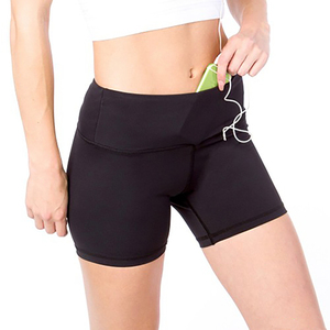 Leggings de sport pour femmes, taille haute, effet push-up, personnalisables en gros, OEM, pour la salle de sport, le yoga, shorts de cycliste, motif écologique, noir - Product Image 4