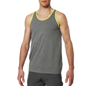 Camisetas sin mangas de algodón para adultos con ribete en contraste al por mayor, transpirables para gimnasio - Product Image 1