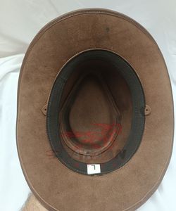 Chapeau de cowboy en cuir marron vieilli, fait main, style western, à large bord, pour homme, idéal pour la randonnée et l'équitation - Vente chaude en gros - Product Image 4