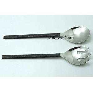 Prix de gros Outils à salade en acier inoxydable Ensemble de serveurs à salade manuels Ensemble de couverts en acier réutilisables de haute qualité et salubres pour les aliments - Product Image 2