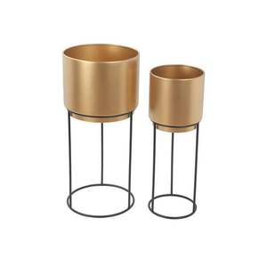 Eco Friendly <b>Stainless</b> <b>Steel</b> Planters <b>Set</b> Of Three With Gold Plated Finishing Customized Stands for Wedding hotels Restaurant - Product Image 5