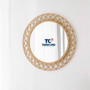 Miroir en rotin en gros, forme ronde, tissage naturel, décoration murale, nouvelle arrivée, beau design pour la chambre à coucher, le salon - Product Image 3