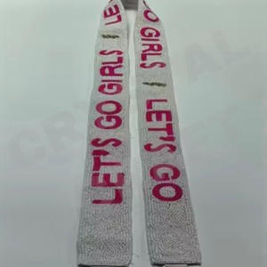 SAINTS Sangles de sac en perles de rocaille en or blanc personnalisées 'Hook Em Horns' Accessoire à la mode Sangle de sac à main perlée - Product Image 5