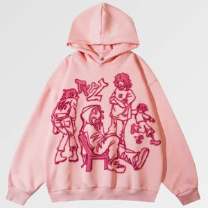 Sweat à capuche unisexe surdimensionné à épaules tombantes, lavage à l'acide, logo brodé, pour la mode streetwear décontractée, pour les marques de vêtements - Product Image 1