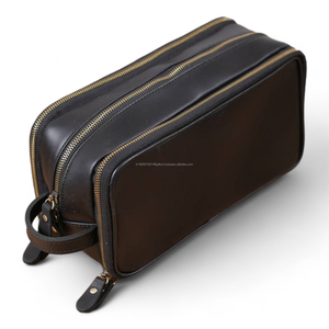 Personalized Custom Logo Eco-Friendly Water Resistant Retro Soft Leather <b>Travel</b> for Wash Bag Dopp <b>Kit</b> for Man & Women - Product Image 1